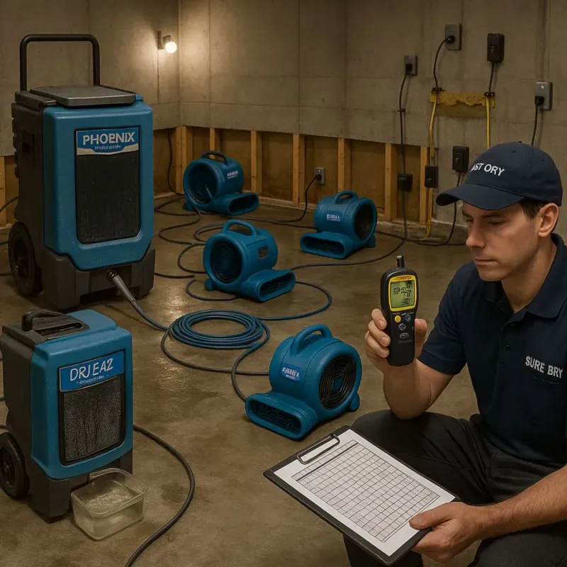 Structural Drying and Dehumidification process in Hampden Sydney, VA